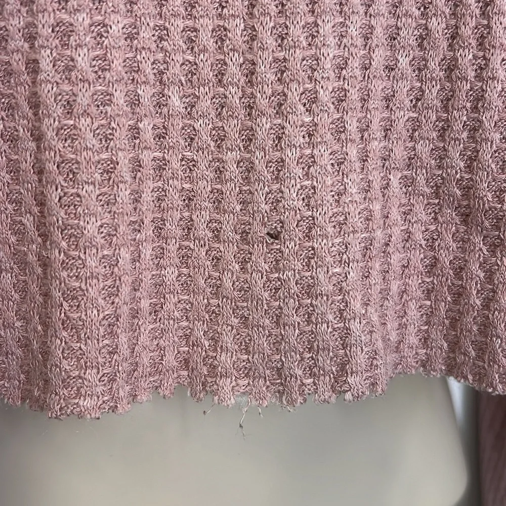 Free People - Light Pink Floral MockNeck Waffle Long Sleeve Crop Top Size XS